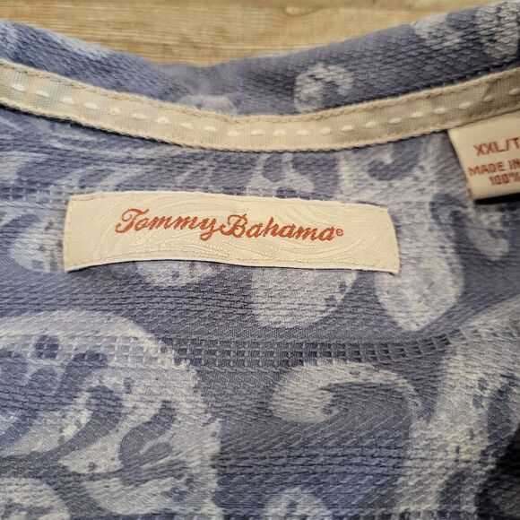 Tommy Bahama Silk Hawaiian Palm Tree Leaf Designed Button Up Shirt Mens Size XXL - Picture 6 of 9